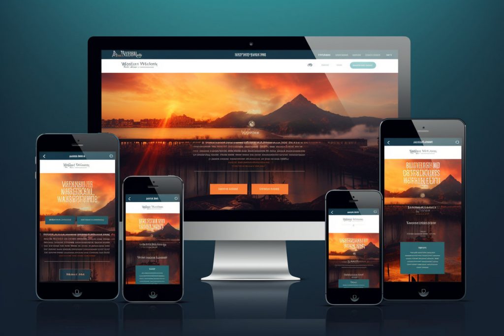 Website Design Services: A number of devices showing the responsive website design on different screen sizes.